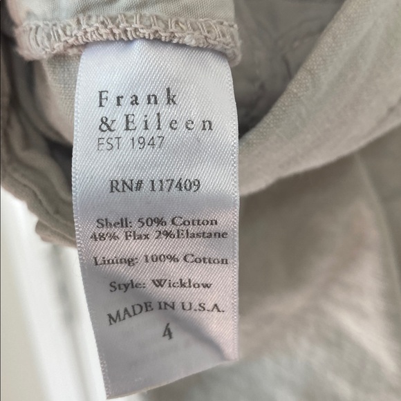Frank & Eileen Wicklow Italian Performance Linen Cropped Chinos In Cement - Picture 9 of 12